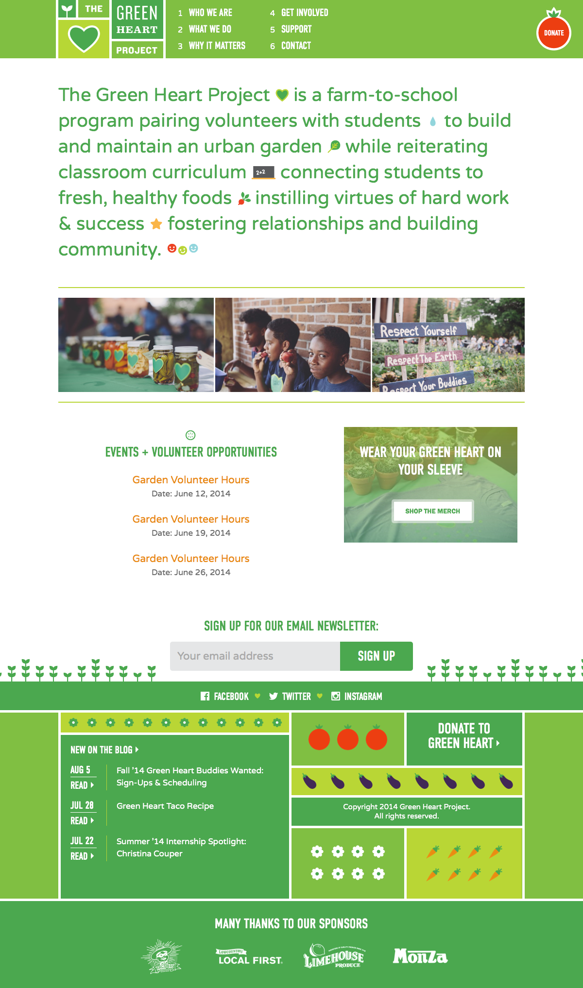 A screenshot of The Green Heart Project website