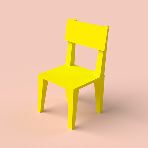 Bright yellow 3D chair