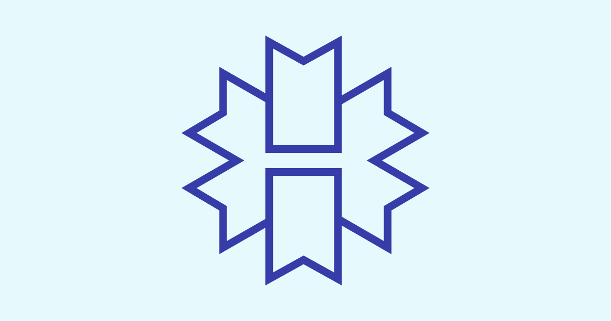 The Backlog Readathon logo, a blue snowflake made from rotated bookmark icons