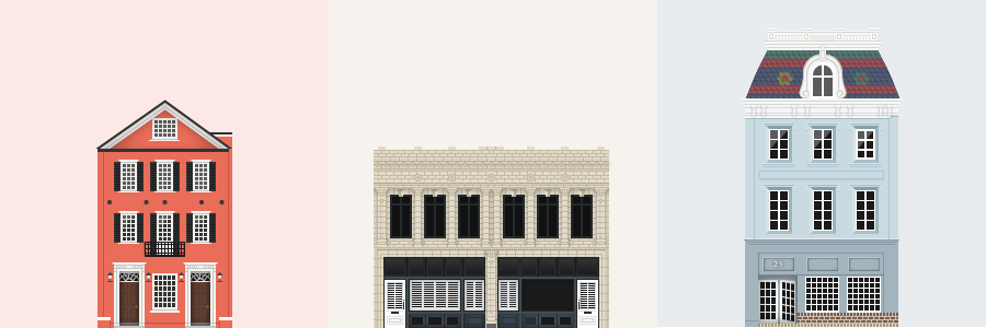 Digital art of 3 houses