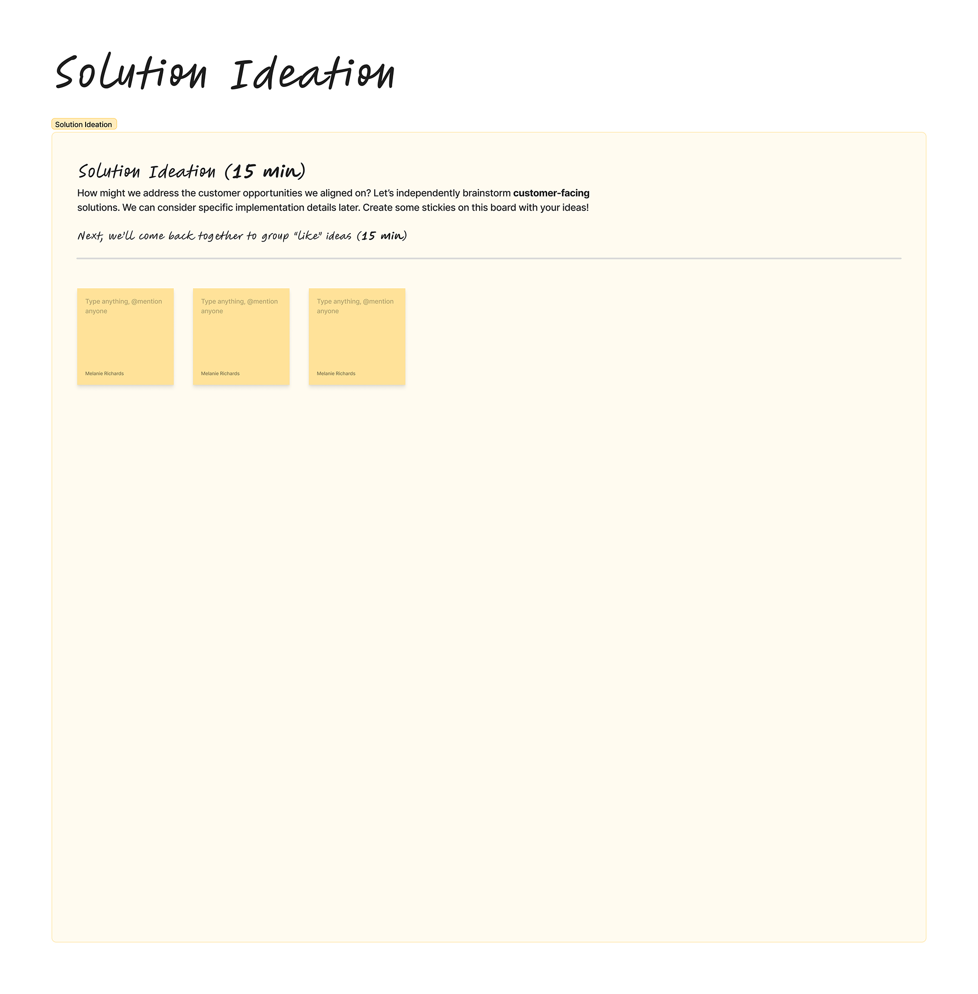 Section in a Figjam file for generating solution ideas
