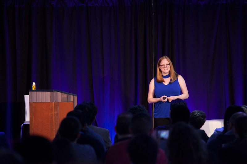 Me smiling on stage at the Microsoft Edge summit