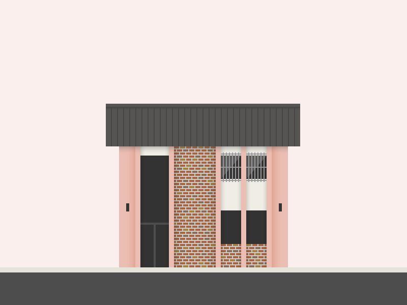 Digital art of an ugly pink building