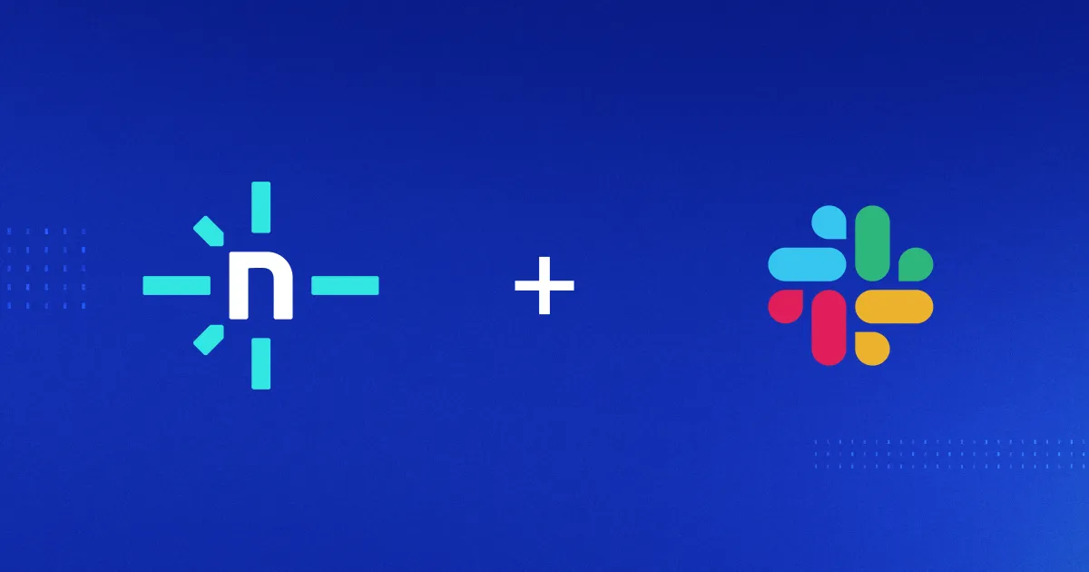 Netlify plus Slack logos on a blue abstract background